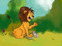 Leão quase comendo o ratinho